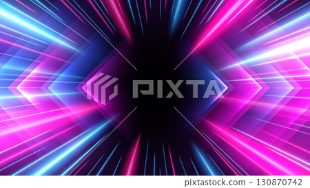 Blue and Pink Rays Zoom In Motion Effect, Light Color Trails, Vector Illustration 130870742