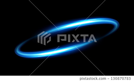 Blue Ring Light Effect Isolated on Dark Background, Vector Illustration 130870783