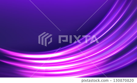 Abstract Violet Wavy Line of Light on Purple Background, Vector Illustration Abstract Violet Wavy Line of Light on Purple Background, Vector Illustration 130870820