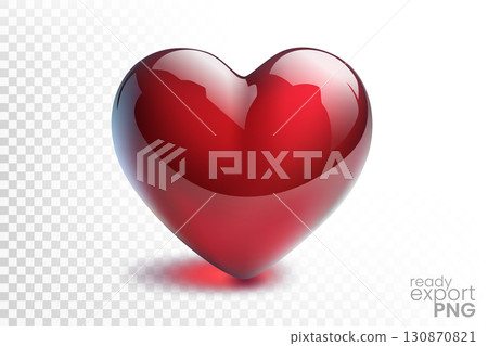 Glossy 3D Red Heart, Valentines Day, Wedding and Other Concept, Isolated on Transparent Pattern, Ready For Png Export, Vector Illustration Glossy 3D Red Heart, Valentines Day, Wedding and Other Concept, Isolated on Transparent Pattern, Ready For Png Export, Vector Illustration 130870821