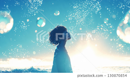 Fantastic landscape and girl Fantastic landscape and girl 130870854