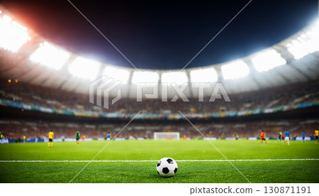 Soccer ball on a stadium field Soccer ball on a stadium field 130871191