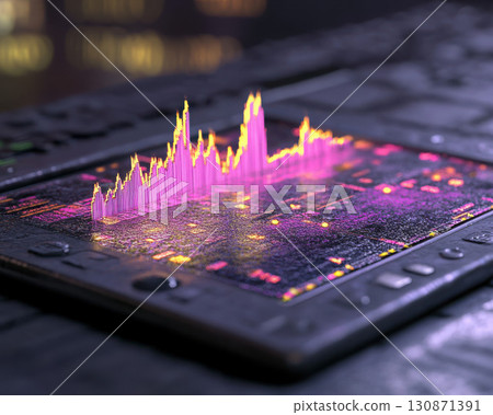 Vibrant data visualization on digital display for analysis. Vibrant data visualization on digital display for analysis. 130871391