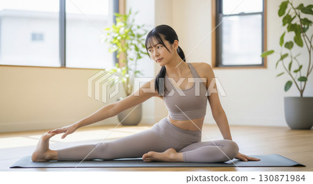 Woman doing yoga exercises 130871984