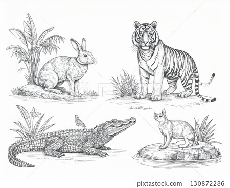 Animal drawing art for educational purposes 130872286