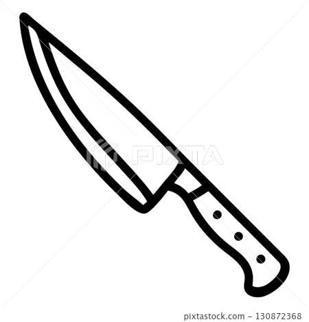 A chef knife featuring rounded blade design presents bold and professional culinary tool line art 130872368