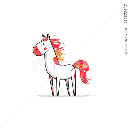 可愛的馬插畫 130872447