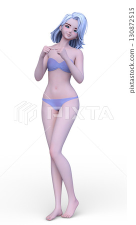 比基尼泳裝形象的一名婦女 130872515
