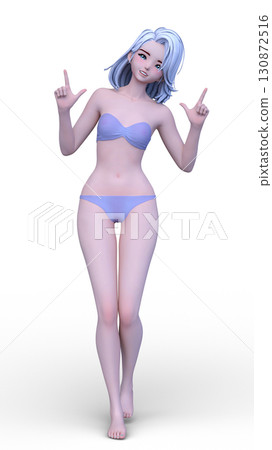 比基尼泳裝形象的一名婦女 130872516