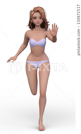 比基尼泳裝形象的一名婦女 130872517