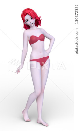 比基尼泳裝形象的一名婦女 130872522