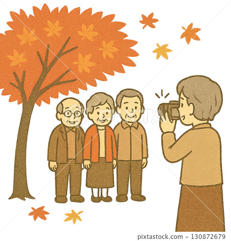 觀賞秋葉，秋葉插畫素材 130872679