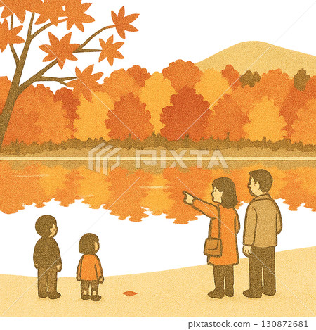 觀賞秋葉，秋葉插畫素材 130872681