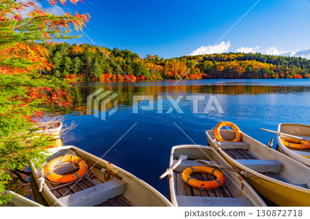 <長野縣>白子池與湖畔紅葉 <長野縣>白子池與湖畔紅葉 130872718