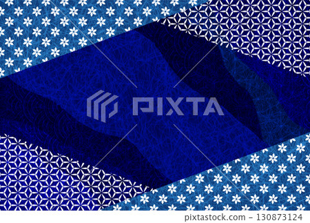 日本圖案新年賀卡藍色背景 130873124