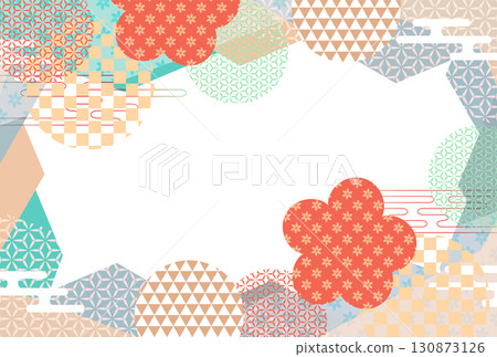 日本圖案新年賀卡梅花背景 日本圖案新年賀卡梅花背景 130873126