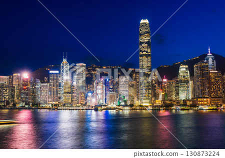 Hong Kong Victoria Harbour at night (Hong Kong Island side) Hong Kong Victoria Harbour at night (Hong Kong Island side) 130873224