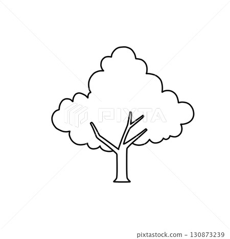 A hand-drawn illustration of a simple tree drawn in line art 130873239