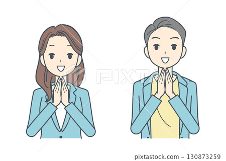 一位身穿夾克的男士和一位女士手牽著手的插圖 130873259