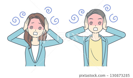 圖:一男一女身穿夾克,抱著頭,一臉困惑 圖:一男一女身穿夾克,抱著頭,一臉困惑 130873285