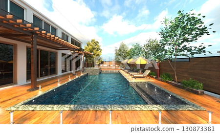 Outdoor spa 130873381