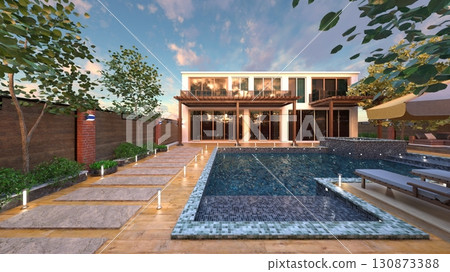 Outdoor spa 130873388