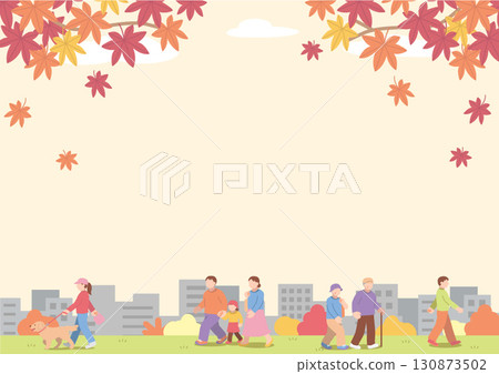 秋季城市景觀與人們 秋季城市景觀與人們 130873502