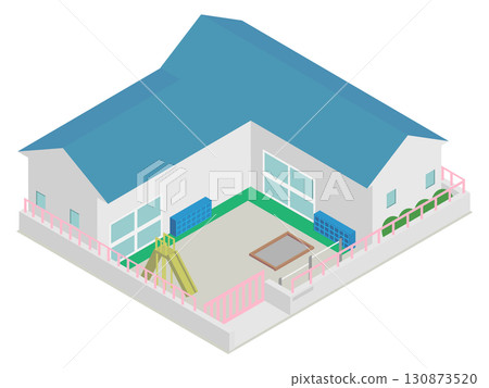Isometric nursery school building image material Isometric nursery school building image material 130873520