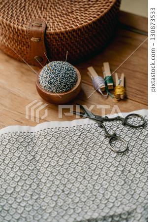 Japanese traditional craft, sashiko handiwork 130873533