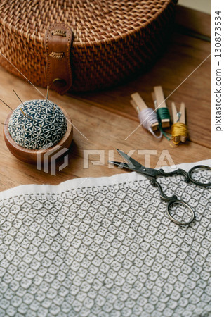 Japanese traditional craft, sashiko handiwork 130873534