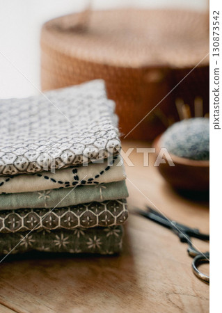Japanese traditional craft, sashiko handiwork 130873542