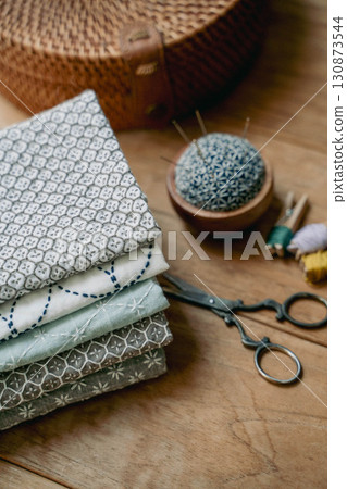 Japanese traditional craft, sashiko handiwork 130873544