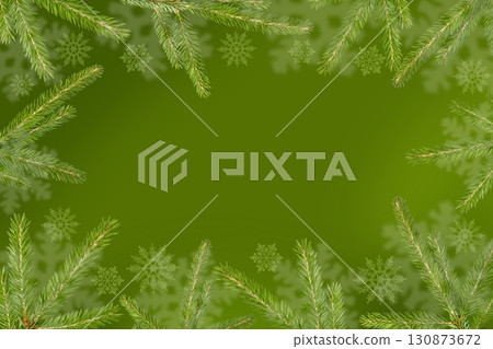 Christmas background of green trees and snowflakes with space for greetings, labels and your design.. Holiday card for New Year and Christmas Christmas background of green trees and snowflakes with space for greetings, labels and your design.. Holiday card for New Year and Christmas 130873672