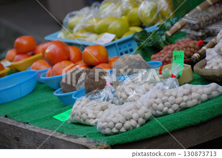 Autumn Kyoto vegetables shop / A view of the storefront where autumn Kyoto vegetables are on display and sold 130873713