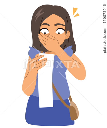 Latina Woman Shocked Shopping Bill Cartoon Vector Illustration Latina Woman Shocked Shopping Bill Cartoon Vector Illustration 130873946