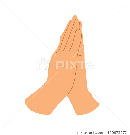Spiritual Cartoon Illustration Of Two Hands Praying Vector Illustration 130873972