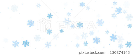 Snowflake background. Blue frozen flake pattern on white. Winter falling crystal star ornament decor. Cold season abstract sky with frosty elements. Vector illustration. Snowflake background. Blue frozen flake pattern on white. Winter falling crystal star ornament decor. Cold season abstract sky with frosty elements. Vector illustration. 130874143