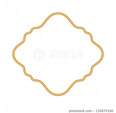 Golden 3d frame, border. Islamic ornamental decorative element, morocco shapes. Vector illustration for invitation, greeting card, decorative design Golden 3d frame, border. Islamic ornamental decorative element, morocco shapes. Vector illustration for invitation, greeting card, decorative design 130874166