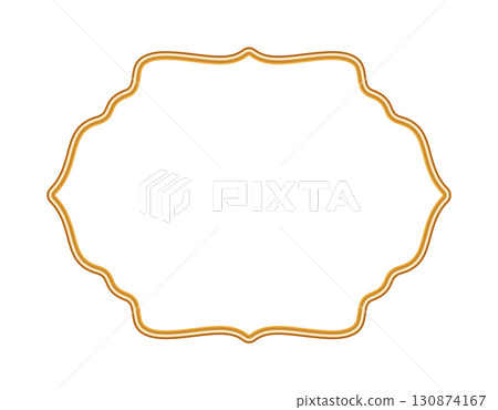 Golden 3d frame. Indian border, arabic window, islamic ornamental decorative element, morocco shapes. Vector illustration for invitation, greeting card, decorative design Golden 3d frame. Indian border, arabic window, islamic ornamental decorative element, morocco shapes. Vector illustration for invitation, greeting card, decorative design 130874167