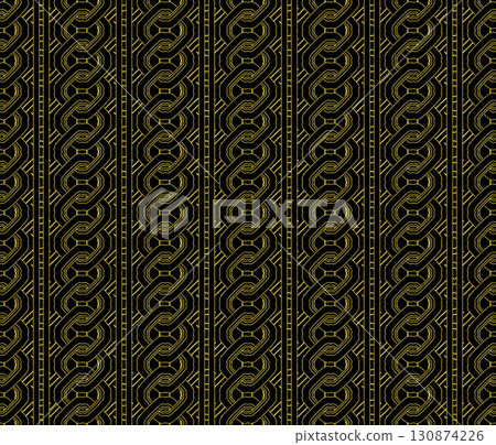 帶有金線和吉原圖案的無縫黑色背景 130874226