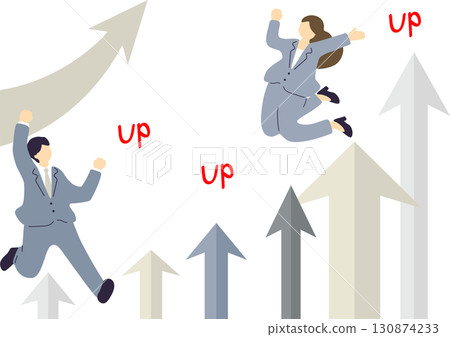 Arrow and jumping business person 130874233