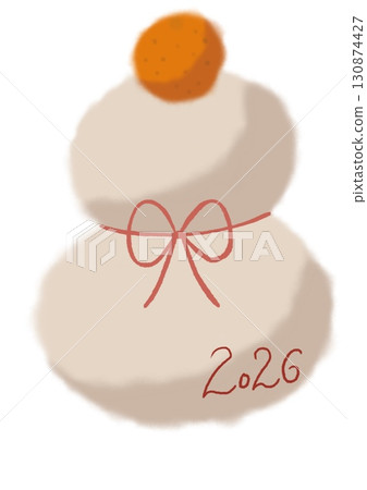 Simple Kagami mochi (with 2026 and ribbon) Simple Kagami mochi (with 2026 and ribbon) 130874427