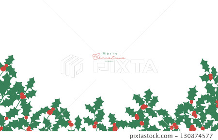 聖誕花圈插圖。 12月聖誕節材料。冬青冬季聖誕框架背景。 130874577