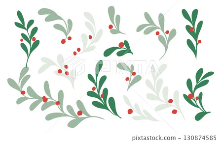 聖誕花圈插圖。 12月聖誕節材料。冬青冬季聖誕框架背景。 130874585