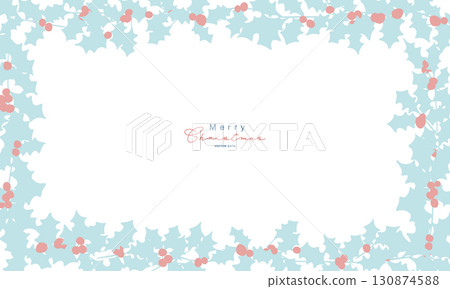 聖誕花圈插圖。 12月聖誕節材料。冬青冬季聖誕框架背景。 130874588