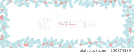 聖誕花圈插圖。 12月聖誕節材料。冬青冬季聖誕框架背景。 聖誕花圈插圖。 12月聖誕節材料。冬青冬季聖誕框架背景。 130874589