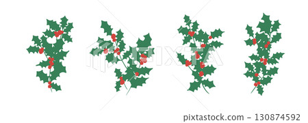 Christmas wreath illustration. December Christmas material. Holly winter Christmas frame background. Christmas wreath illustration. December Christmas material. Holly winter Christmas frame background. 130874592