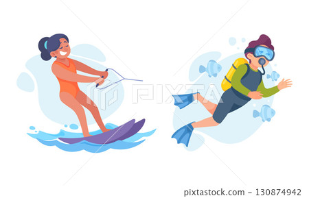 Exciting Water Sports Fun Unforgettable Experiences in Skiing and Snorkeling Adventure 130874942