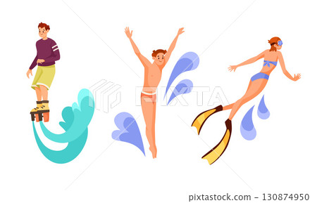 Engaging in Fun Water Sports Activities Enjoying Aquatic Adventures Thrills Galore Engaging in Fun Water Sports Activities Enjoying Aquatic Adventures Thrills Galore 130874950