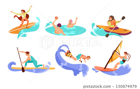 Engaging in dynamic water sports activities offers an array of adventure and fun opportunities Engaging in dynamic water sports activities offers an array of adventure and fun opportunities 130874979
